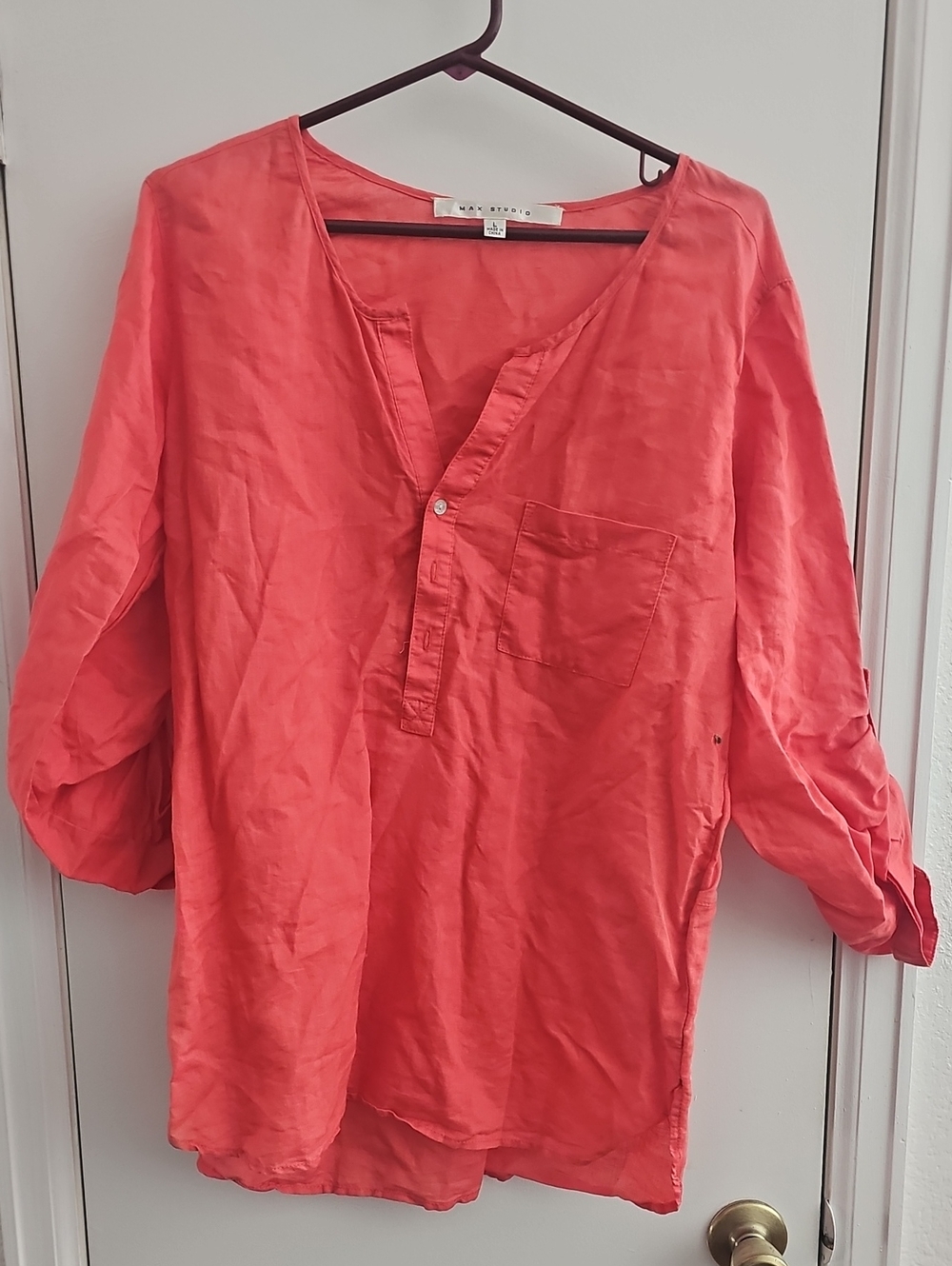 Max Studio Coral Button-Front Casual Shirt